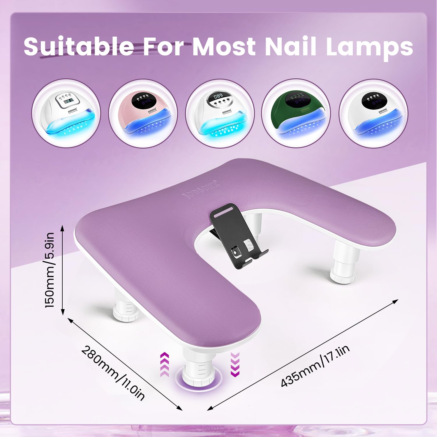JODSONE anti-slip base stabilizes the manicure setup.