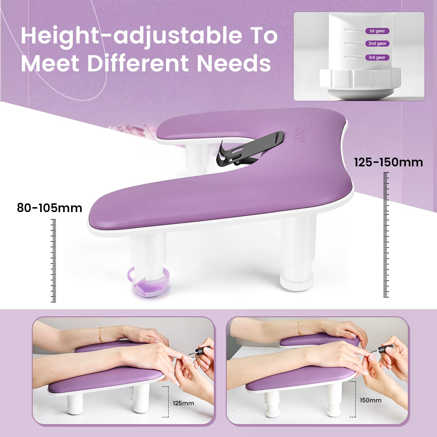 JODSONE arm rest with phone holder keeps hands free for nails.