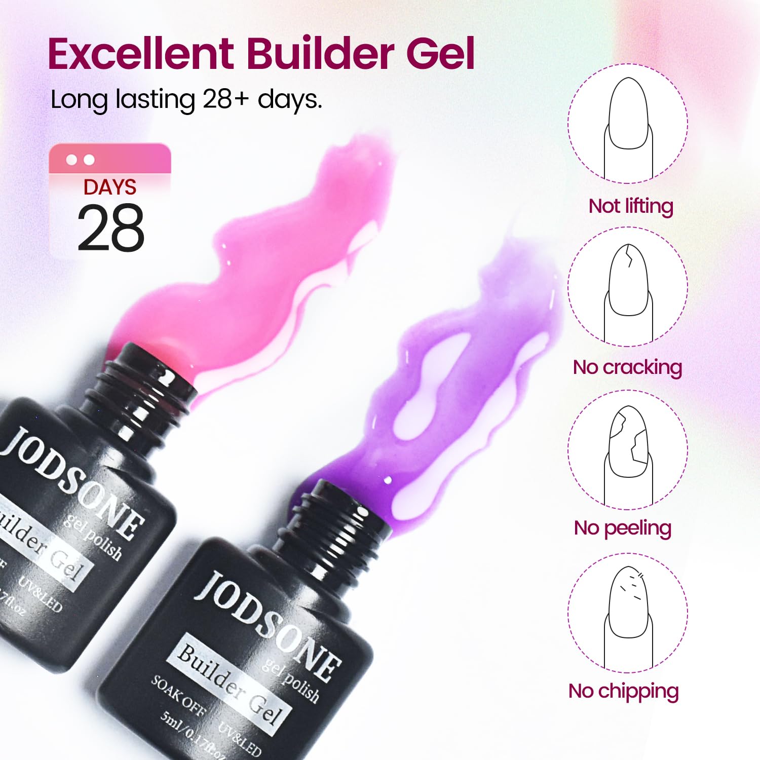 JODSONE 5ml gel bottles offer vibrant color and consistent viscosity for even application.
