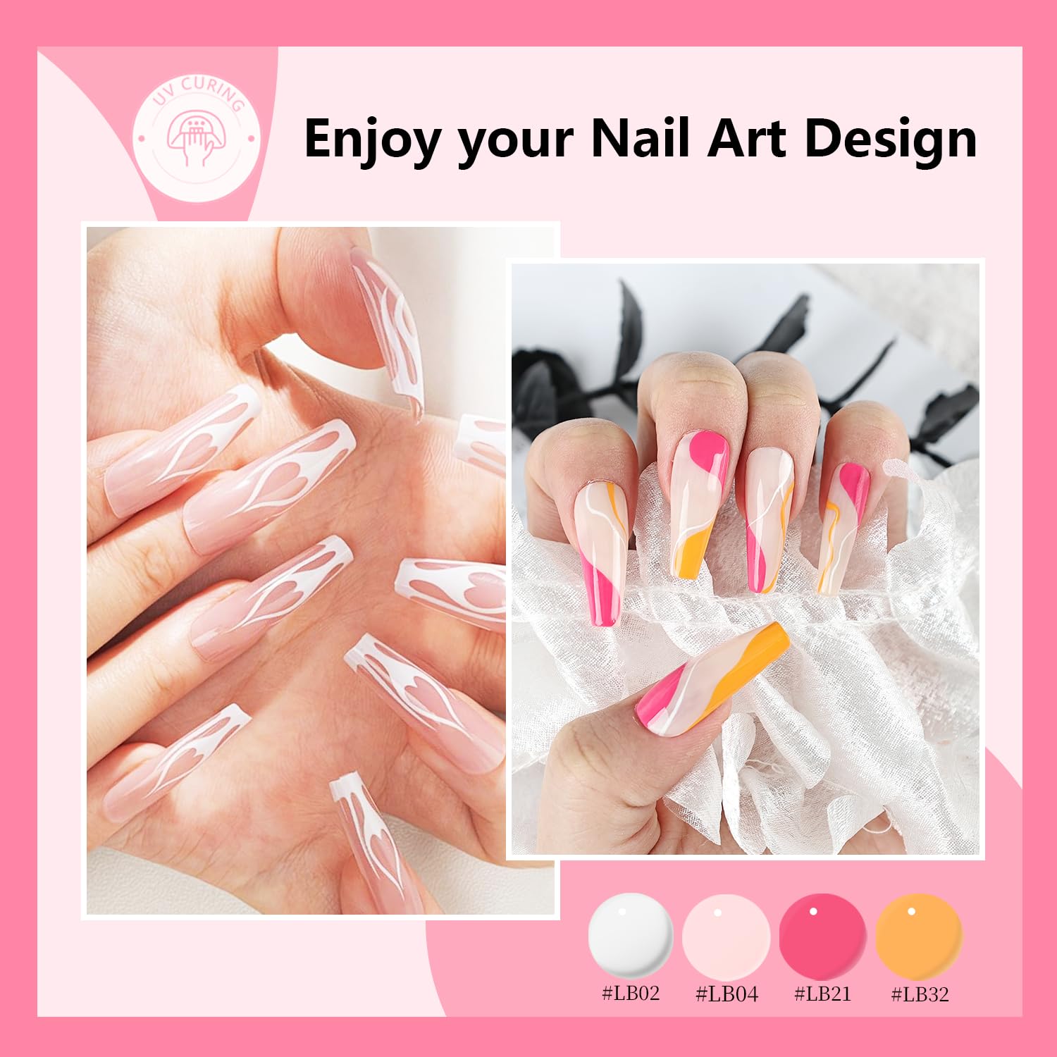 JODSONE gel art liner green pigments with thin brush for fresh nail art.