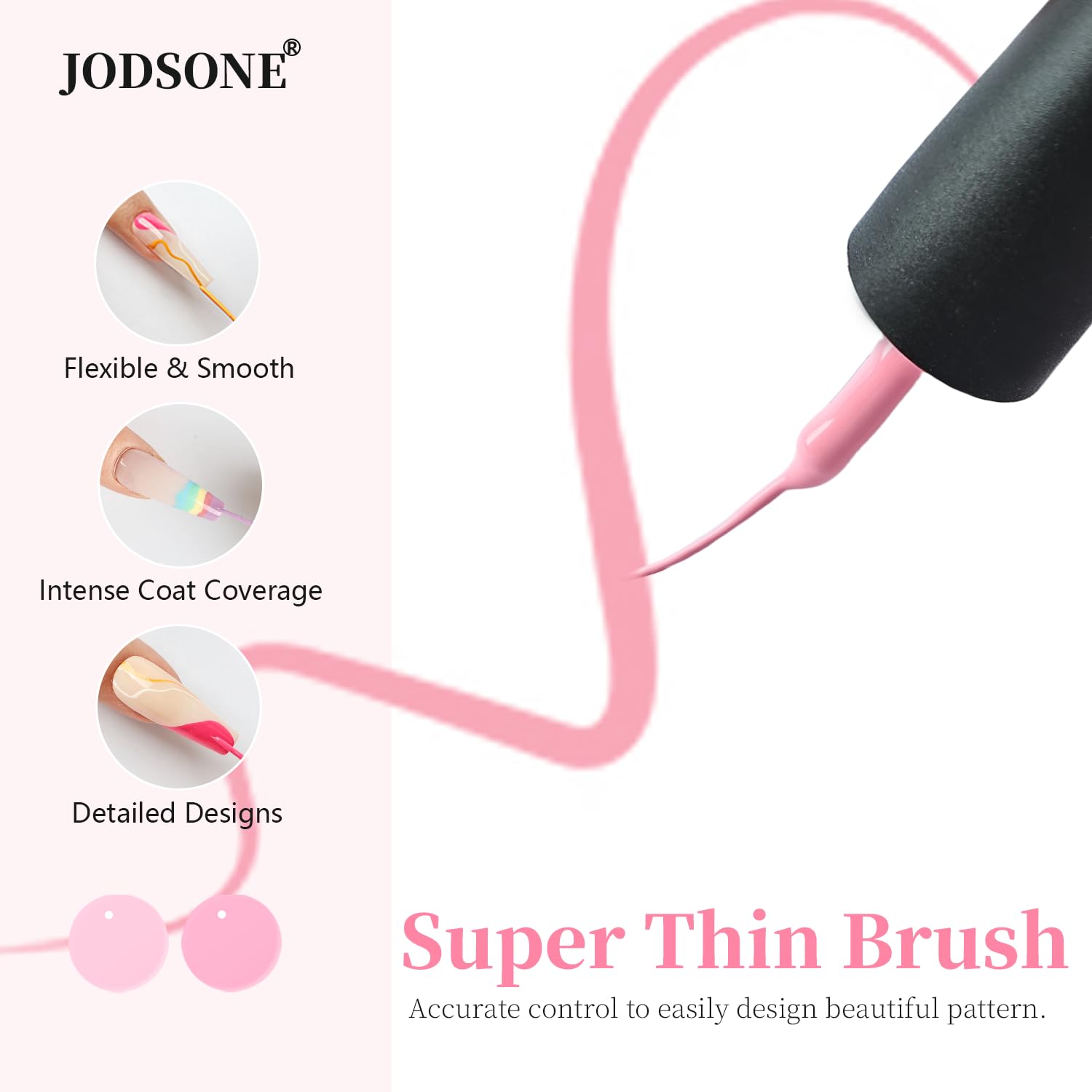 JODSONE gel art liner white base with thin brush for clean details.