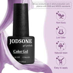 JODSONE gel nail polish kit 60 pcs base-and-top-coats close-up demonstrates glossy, durable finish.