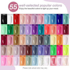 JODSONE gel nail polish kit 60 pcs color-swatches showcase shade range for versatile looks.