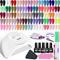 JODSONE gel nail polish kit 60 pcs front view shows vibrant colors for home manicures.
