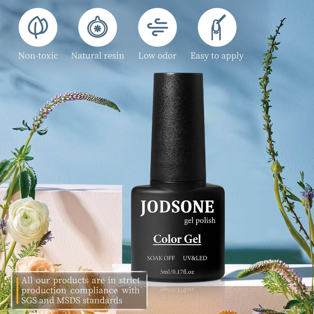 JODSONE glossy top coat bottle adds long-lasting shine to any color