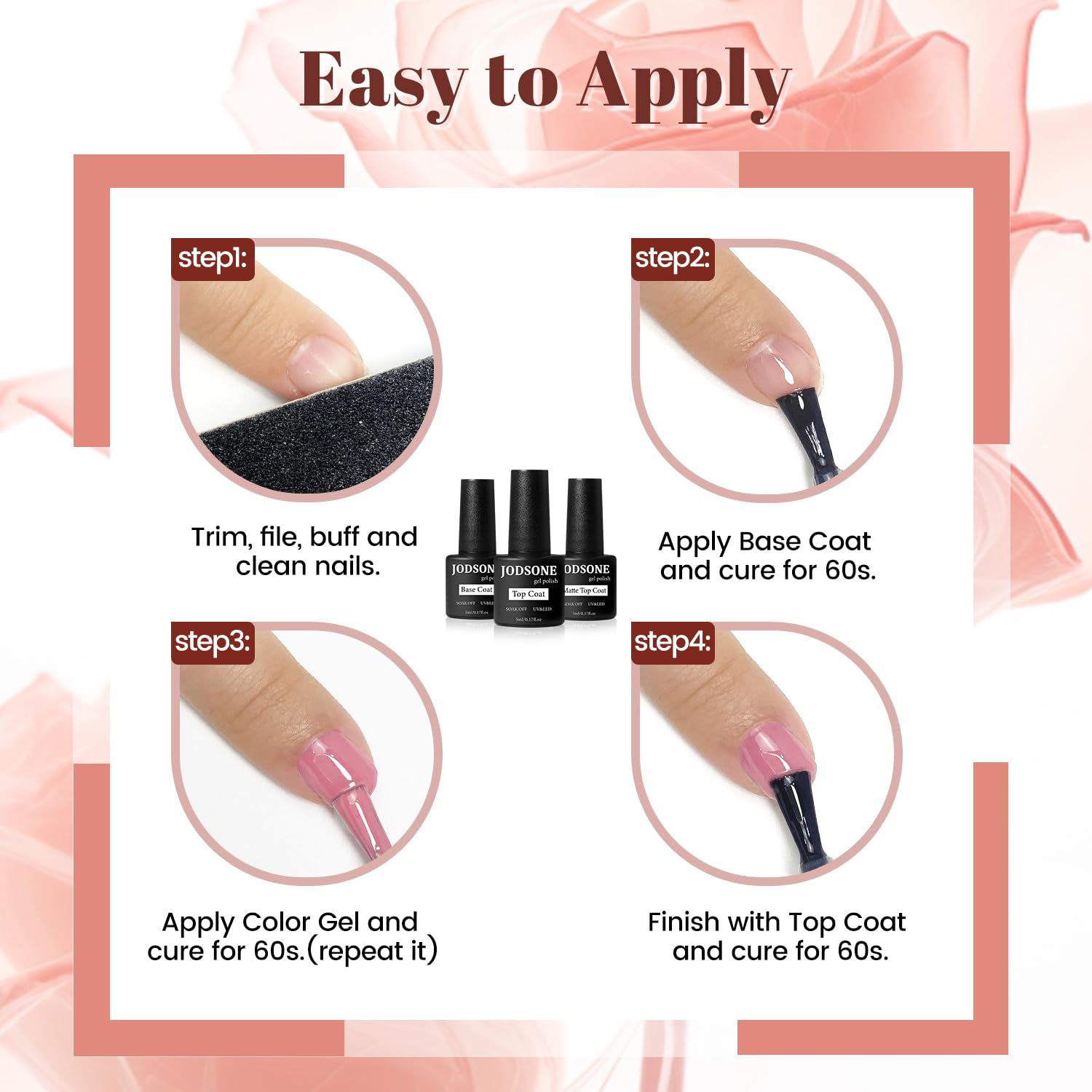 JODSONE durable long-lasting manicure under lamp demonstration.