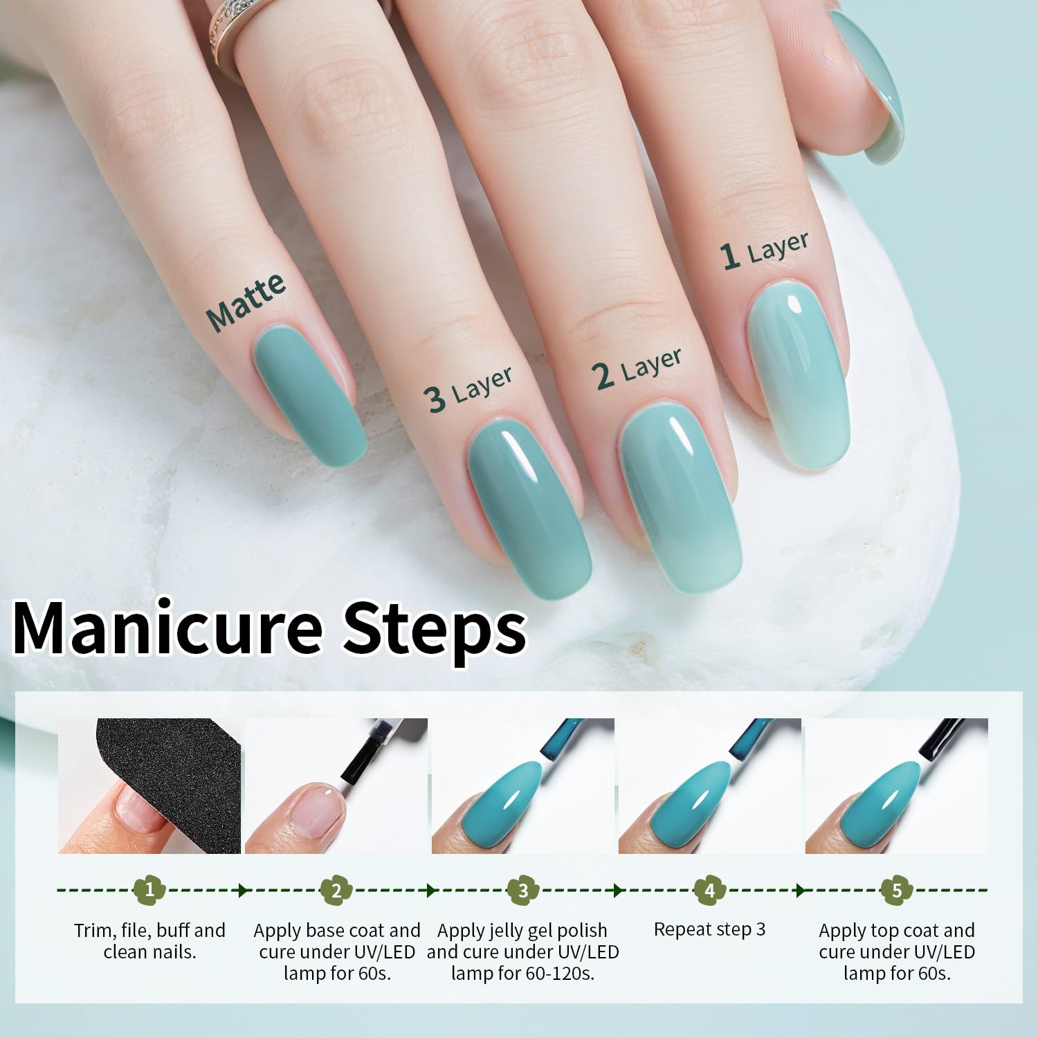 JODSONE manicure tools included for efficient nail prep and shaping