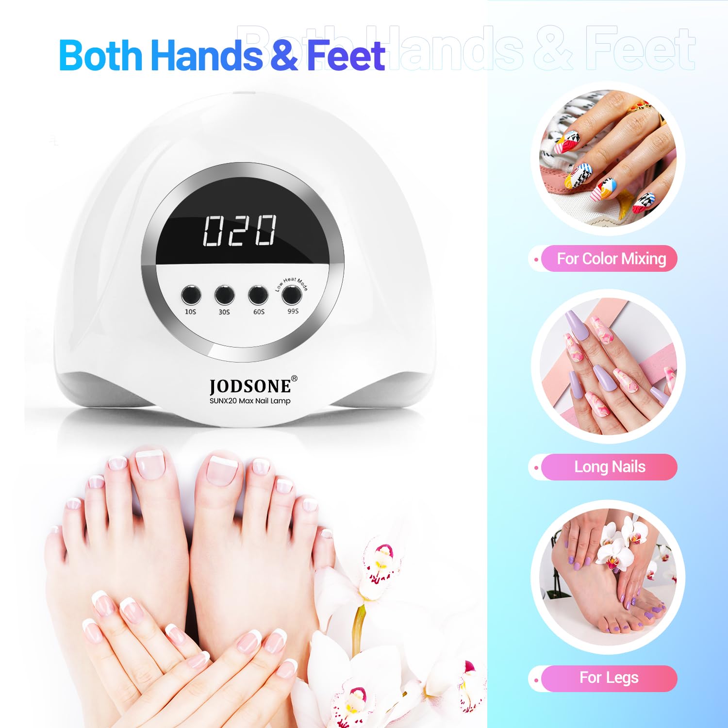 JODSONE U V LED Nail Lamp 320W | Gel Dryer with 72 Beads, 4 Timers, Auto Sensor