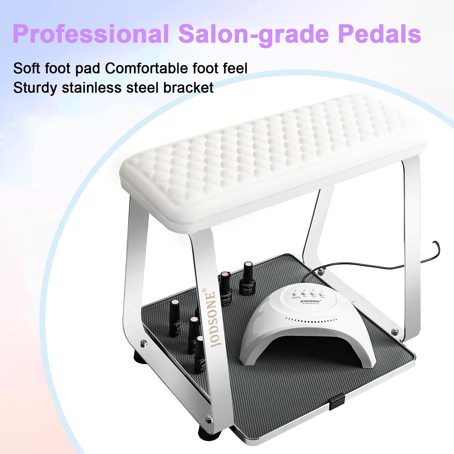 JODSONE foot rest cushion with soft pillow core reduces pressure during long sessions.