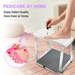 JODSONE pedicure foot rest storage shelf keeps polishes and tools within reach.
