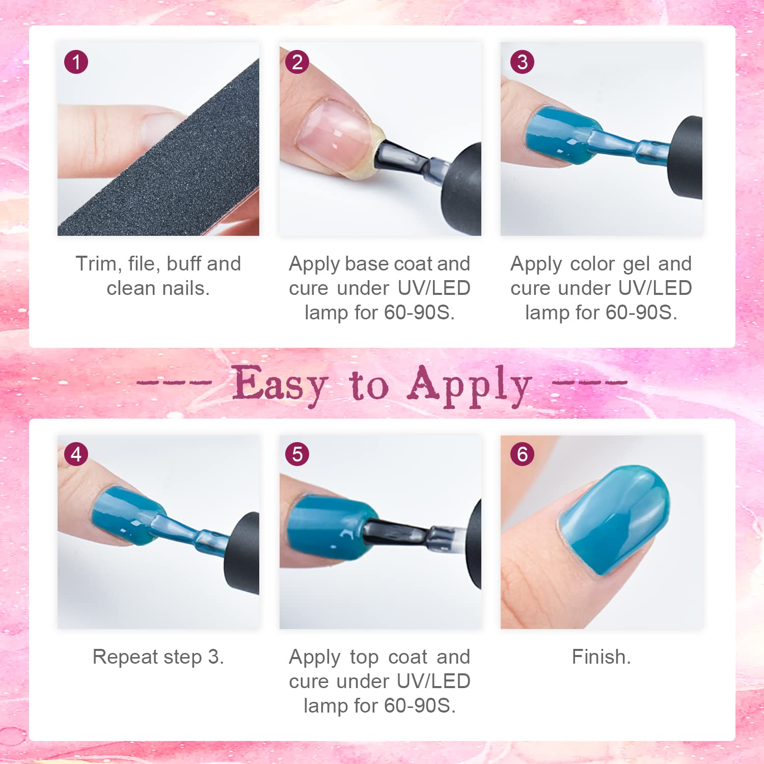 JODSONE Gel Nail Polish Starter Set base coat close-up emphasizing strong foundation for longevity