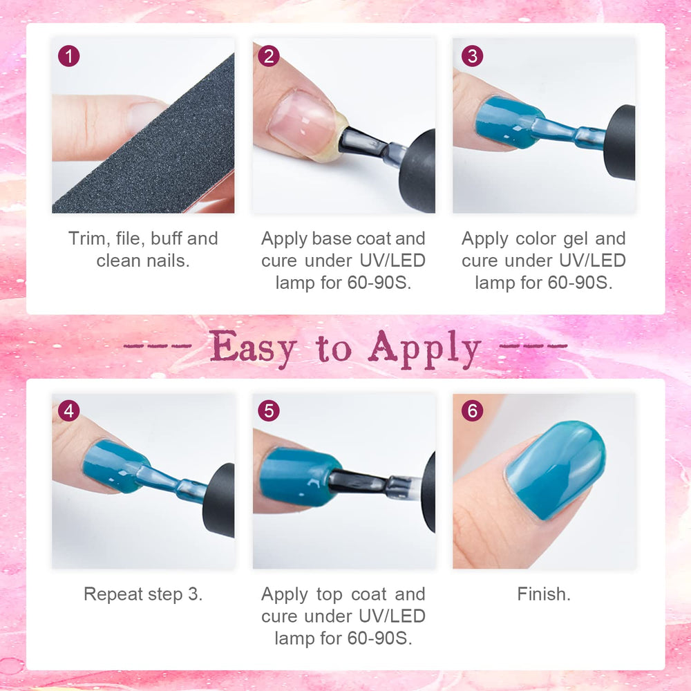 JODSONE Gel Nail Polish Starter Set base coat close-up emphasizing strong foundation for longevity