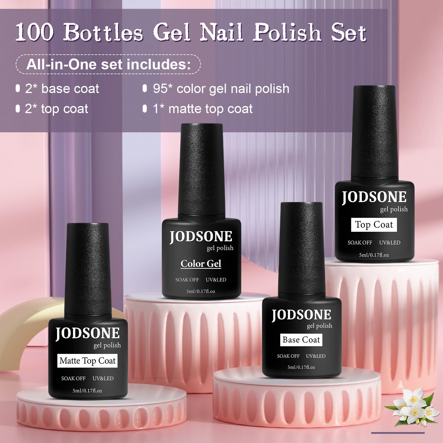 JODSONE color palette swatch highlights 95 shades for mix-and-match creativity.