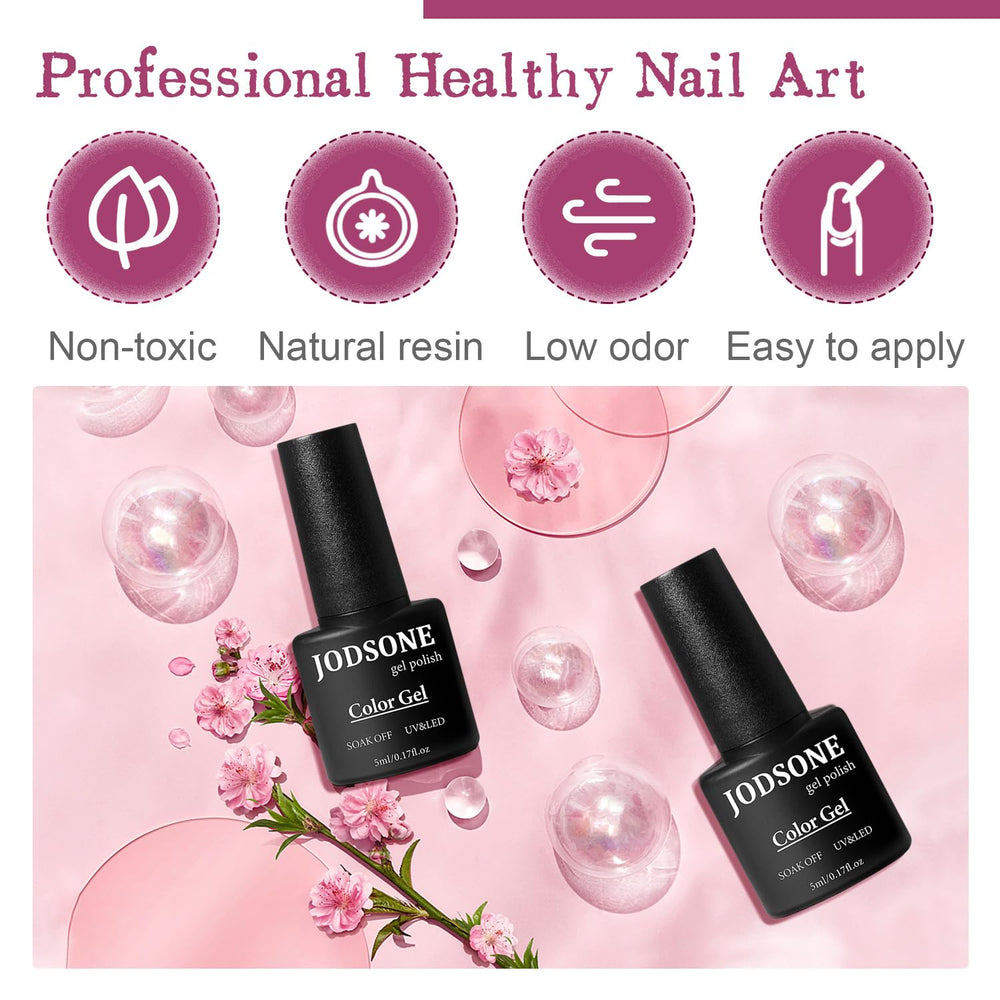 JODSONE Gel Nail Polish Starter Set glitter top coat highlighting sparkling accent options