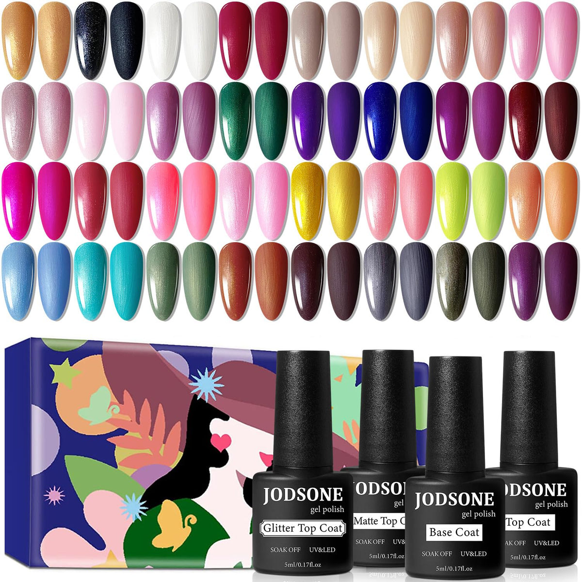 JODSONE Gel Nail Polish Starter Set ribbon glitter packaging for at-home manicures