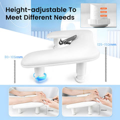 JODSONE arm rest features a 360° rotating phone holder for client-view flexibility.