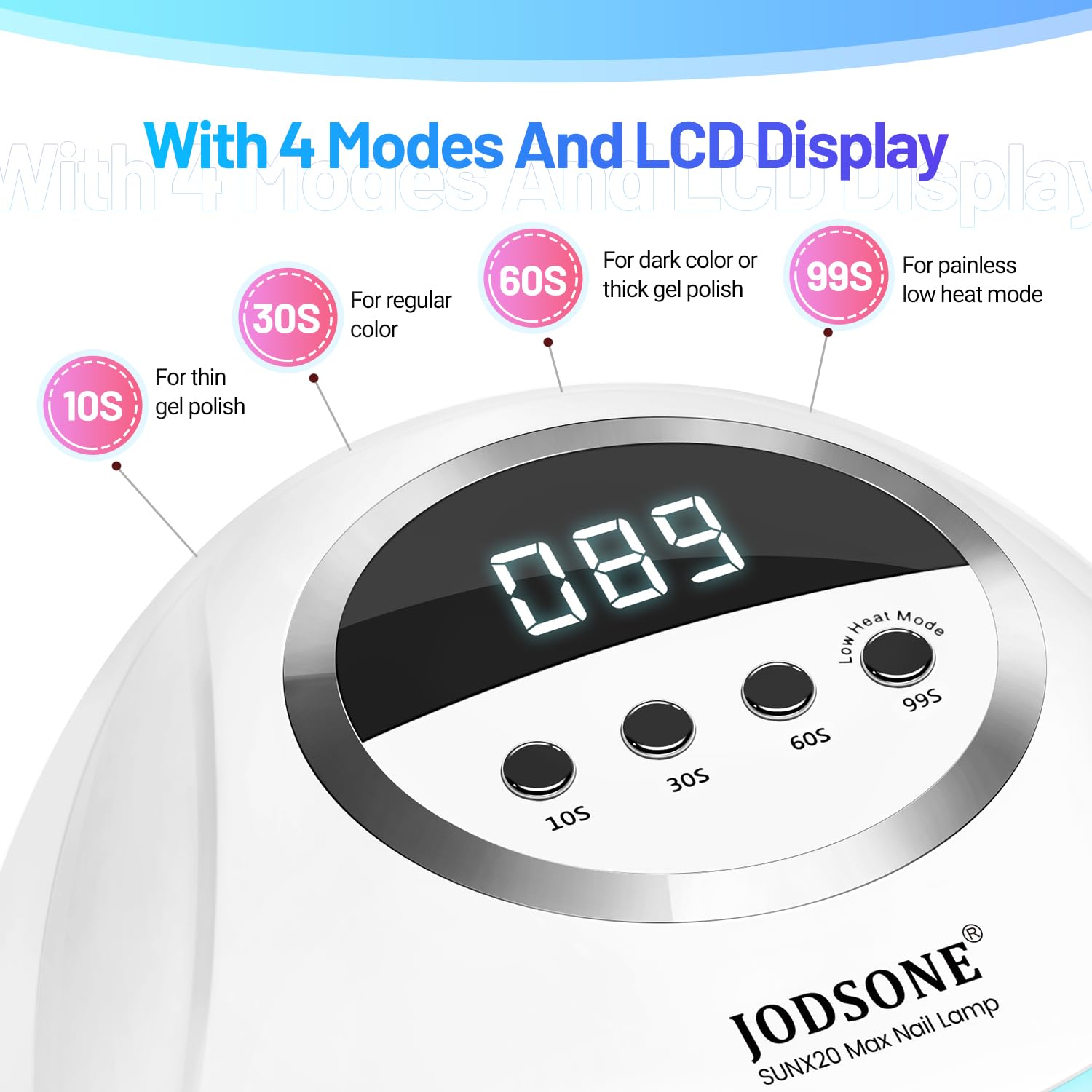 JODSONE U V LED Nail Lamp 320W | Gel Dryer with 72 Beads, 4 Timers, Auto Sensor