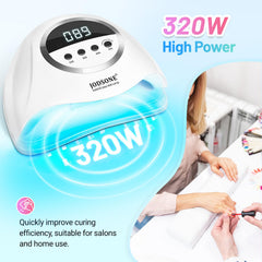 JODSONE U V LED Nail Lamp 320W | Gel Dryer with 72 Beads, 4 Timers, Auto Sensor