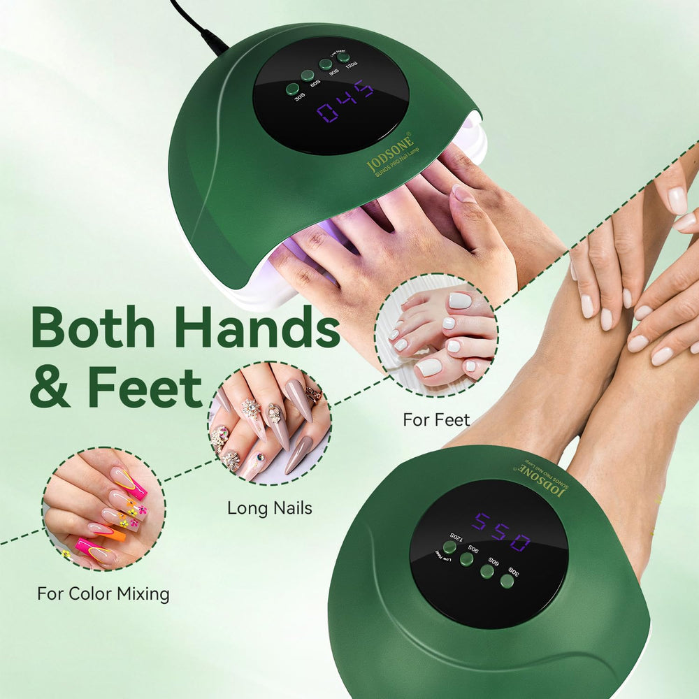 JODSONE U V Nail Lamp LCD display shows four timer options.
