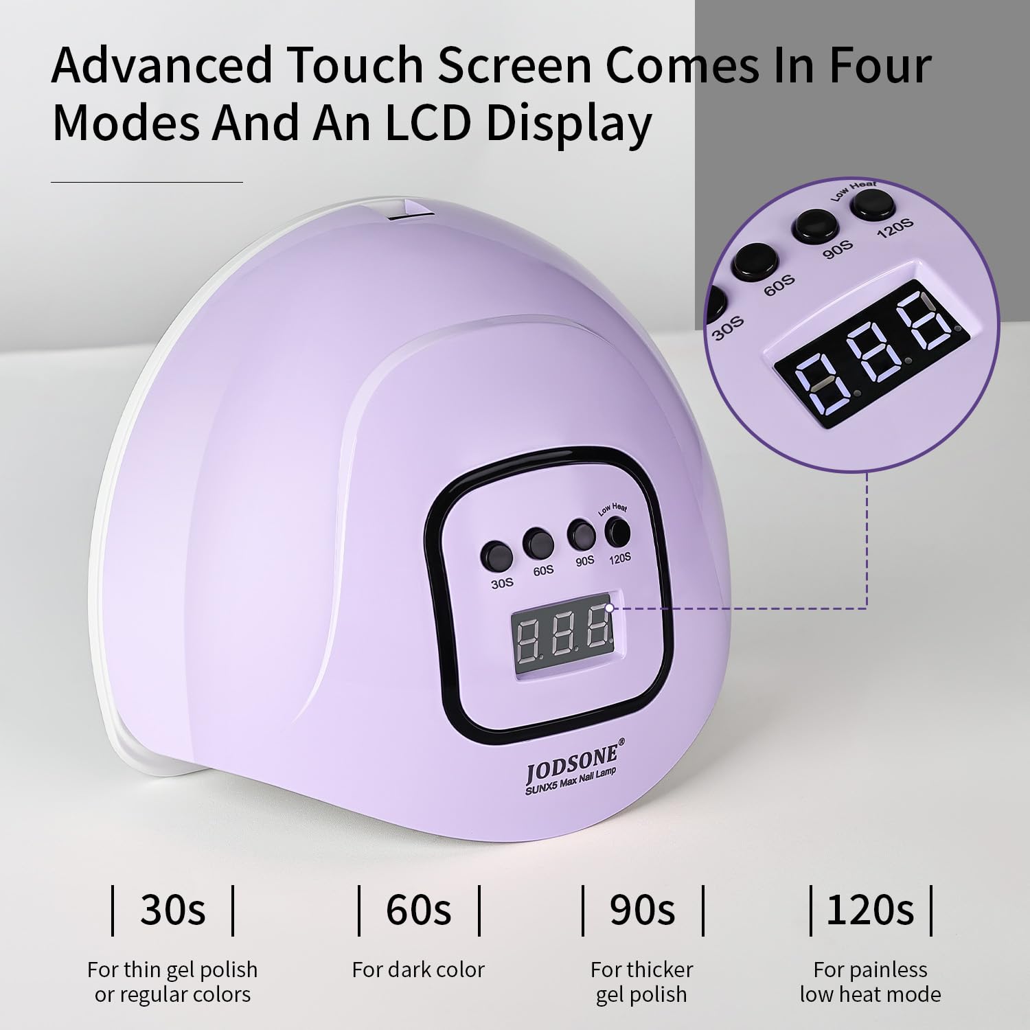 JODSONE LED Nail Lamp with LCD timer display for precise curing control.