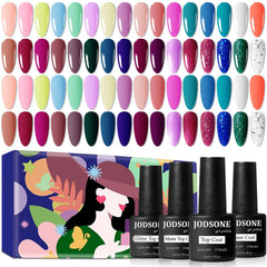 JODSONE 32+4 gel nail kit open box showing full color selection for DIY manicures
