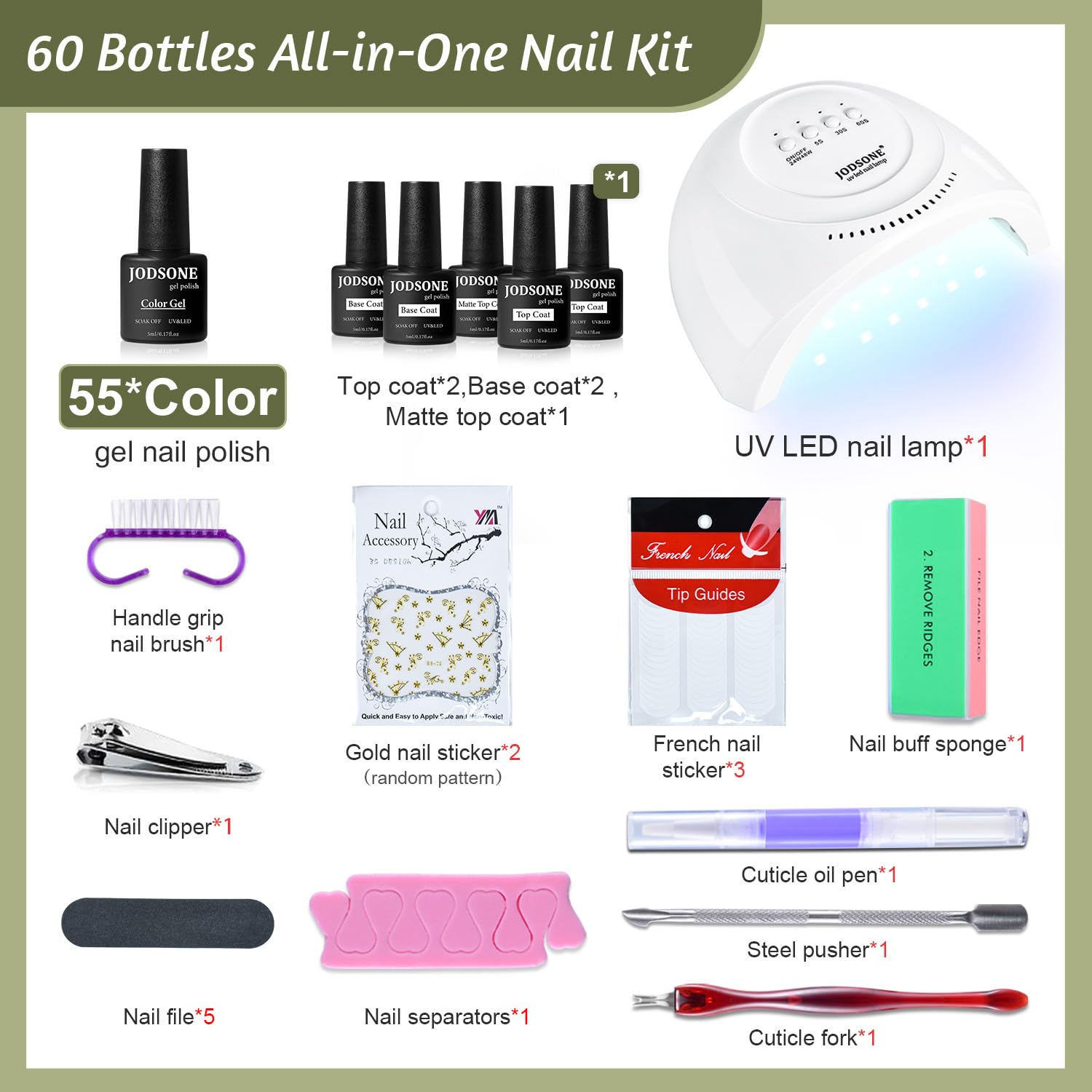 JODSONE base and top coats 5ml bottles for durable gel manicures