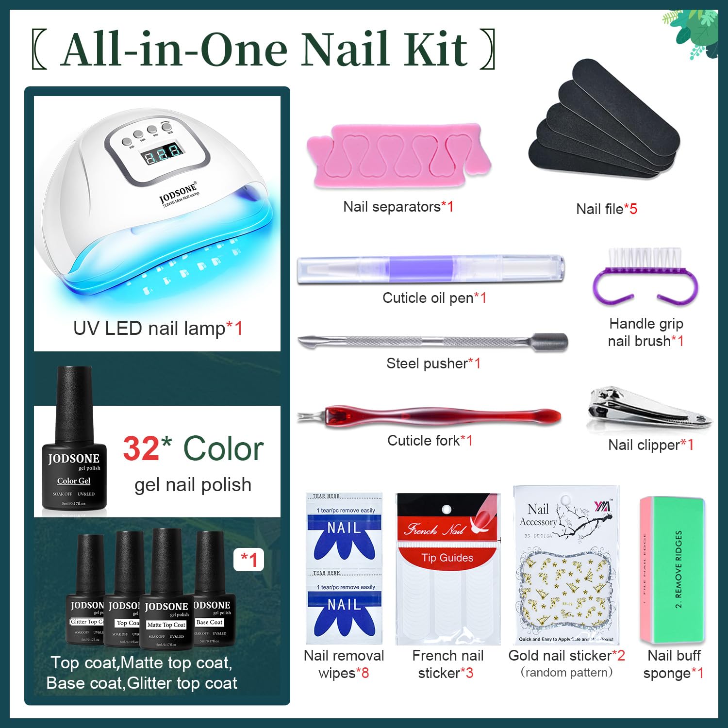 JODSONE base and top coats pack for durable, glossy manicures.