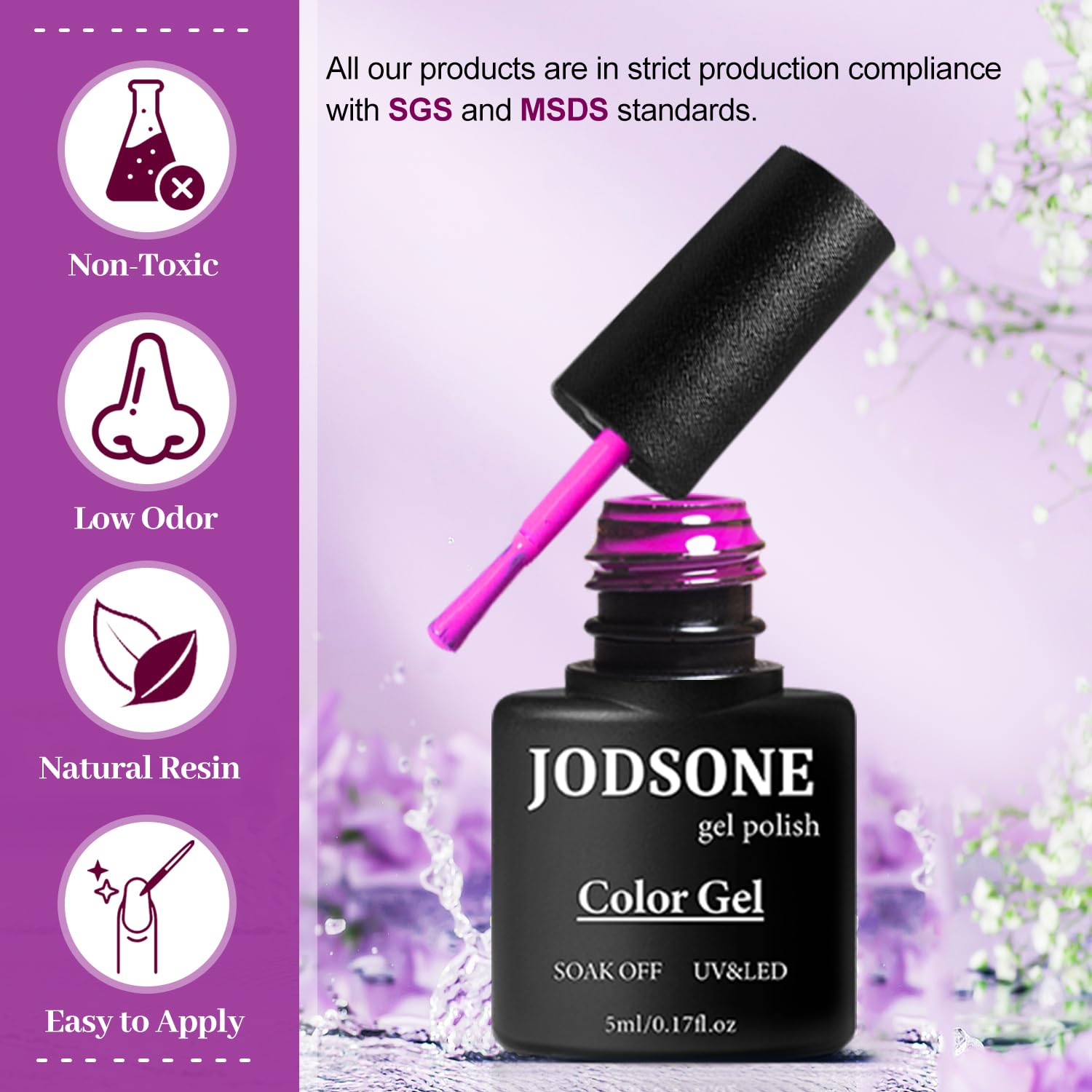 JODSONE nails after with glossy finish demonstrates vibrant salon-like shine