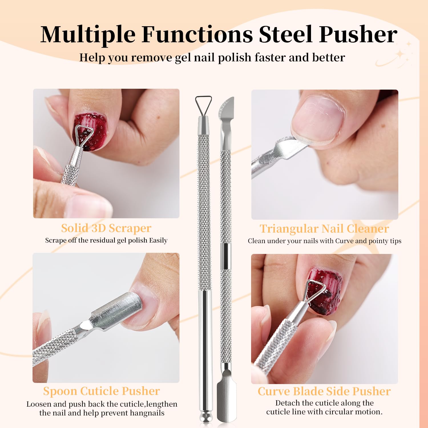JODSONE step-by-step application image guides users through safe gel removal.
