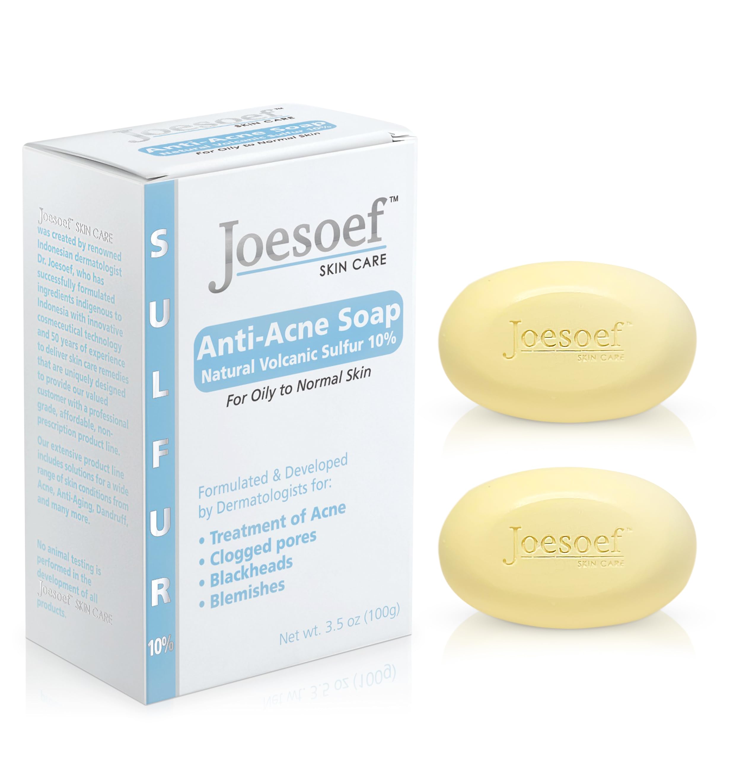 JOESOEF Sulfur Soap bar closeup for deep pore cleansing and clearer pores