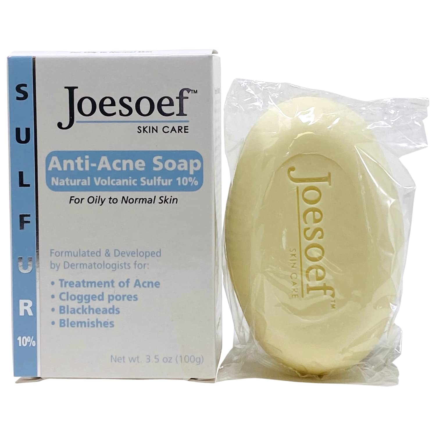 JOESOEF Sulfur Soap foaming action for oily skin cleansing.