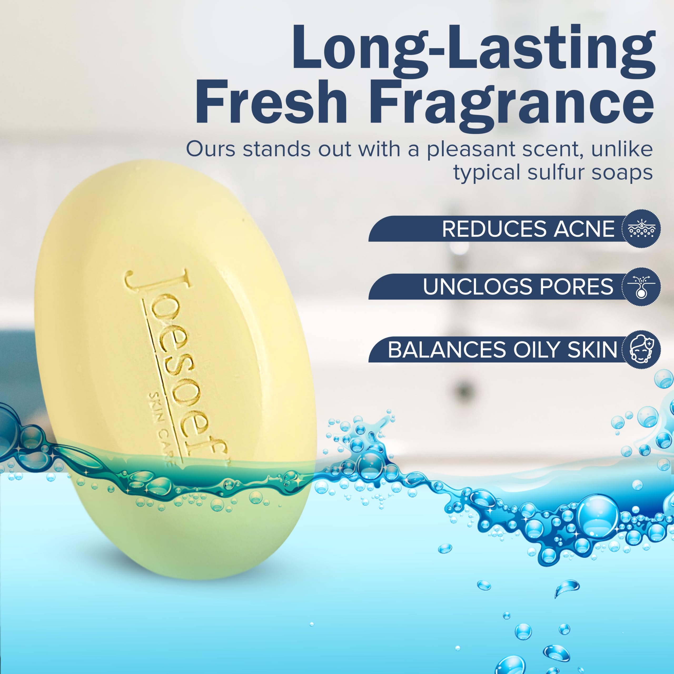JOESOEF sulfur soap packaging showing brand and formula details