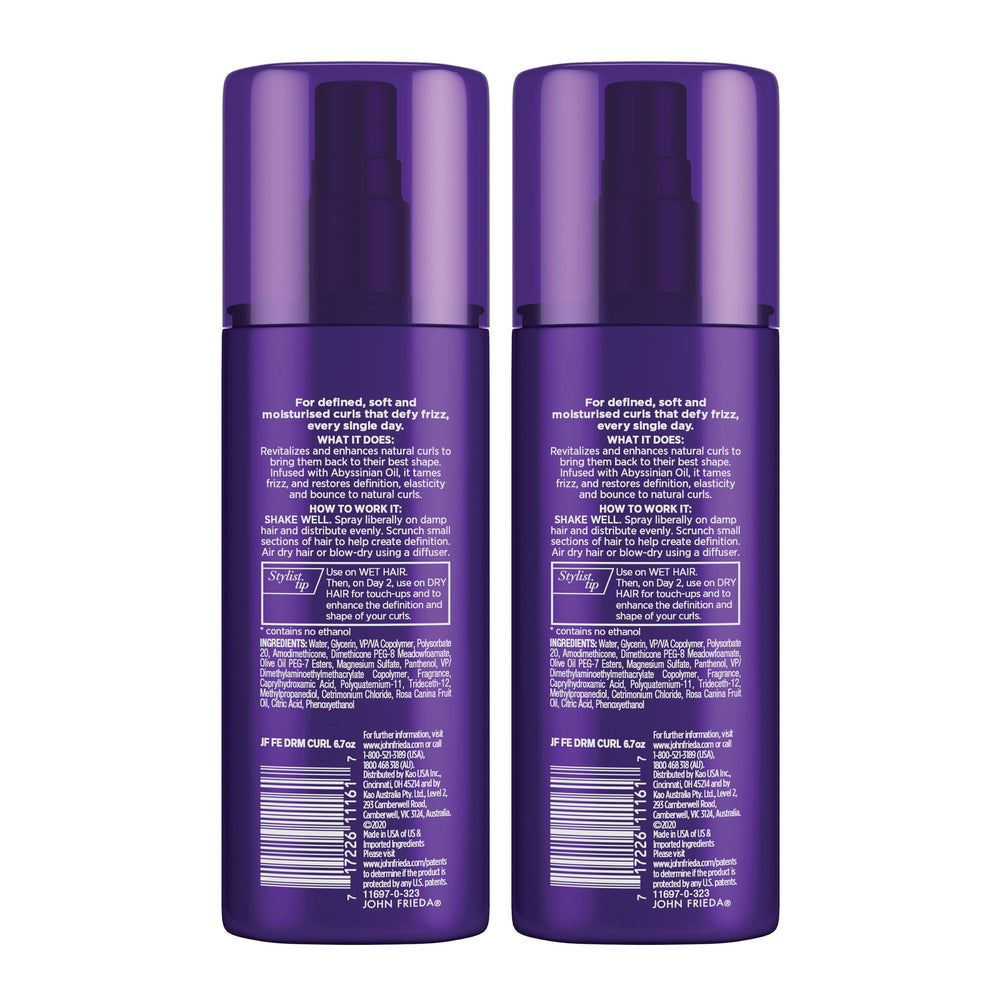 John Frieda Dream Curls spray on sink for a salon-inspired finish