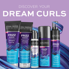 John Frieda Dream Curls Shampoo bubbles indicate detangling-ready wash experience.
