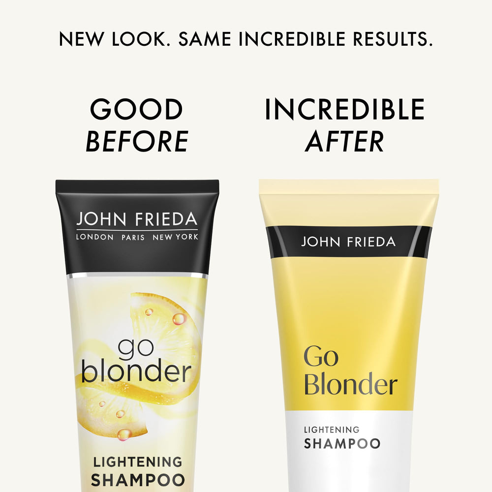 John Frieda Go Blonder conditioner bottle demonstrates moisture and glow