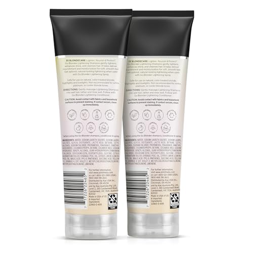 Go Blonder set displayed beside shower for easy, everyday blonde upkeep