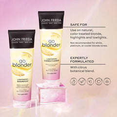 Go Blonder shampoo and conditioner pack on shelf emphasizes value and convenience