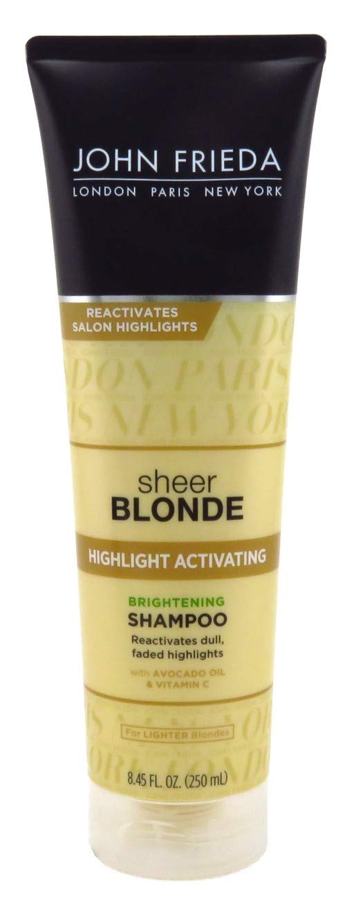 John Frieda Highlight Activating Shampoo label details for brighter lighter shades.