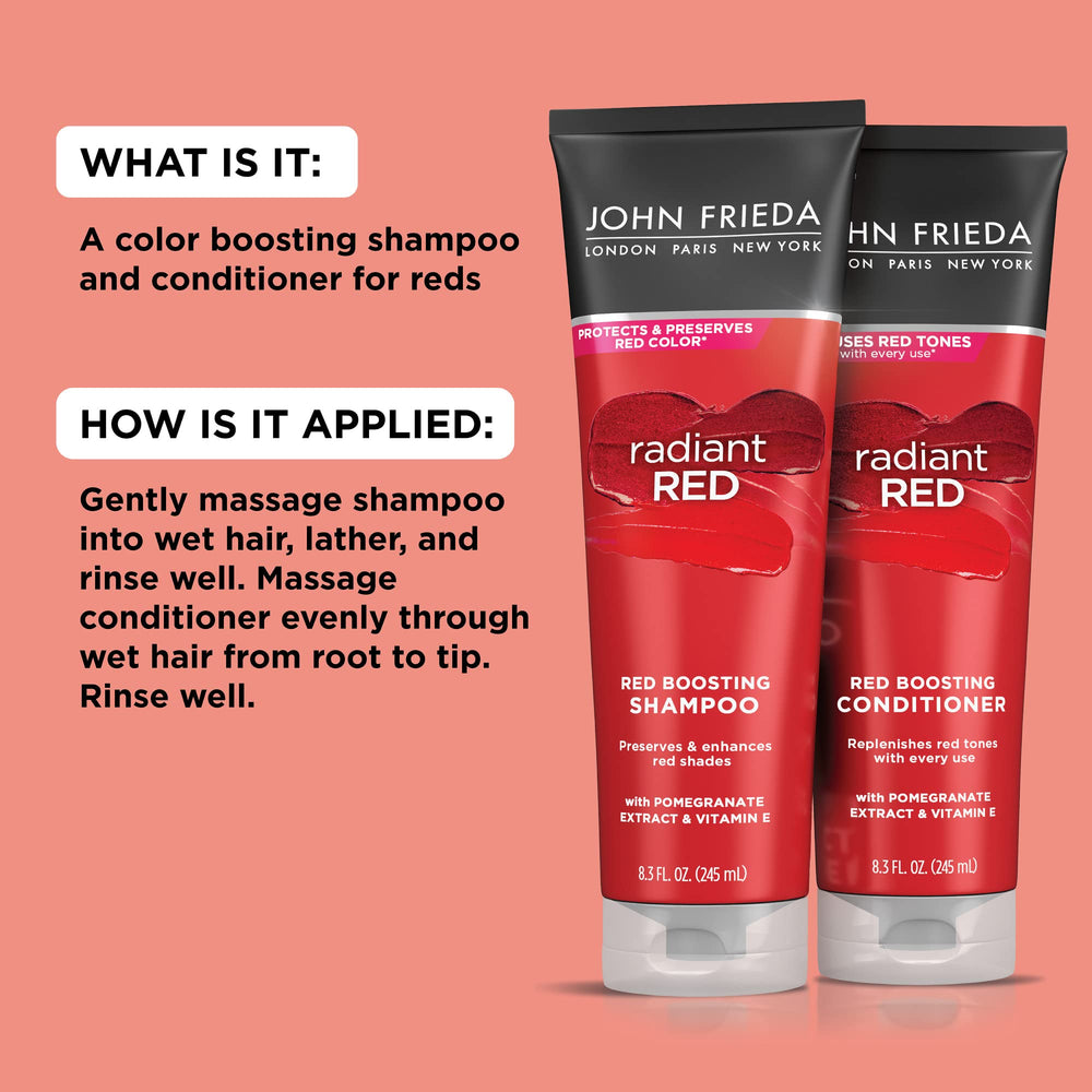 John Frieda Radiant Red hair glows with red vibrancy after use.