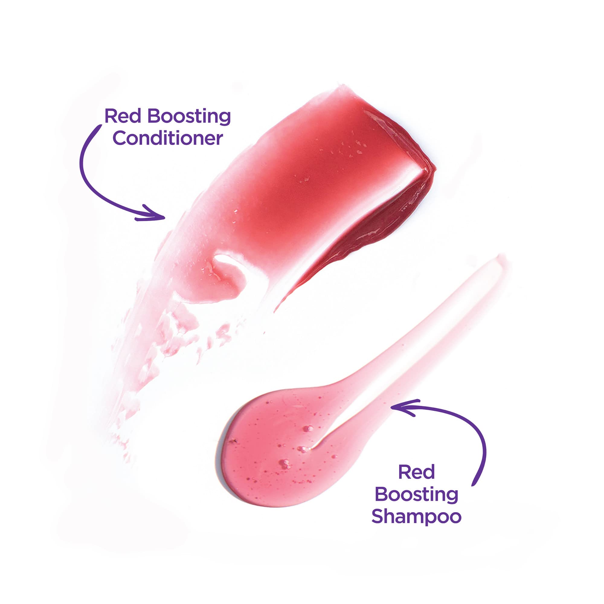 John Frieda Radiant Red Shampoo bottle on bathroom counter for refreshing color.