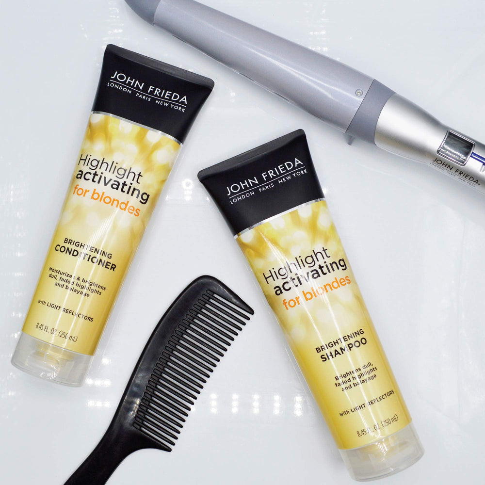 John Frieda Sheer Blonde close-up shows creamy texture and slip for detangling.