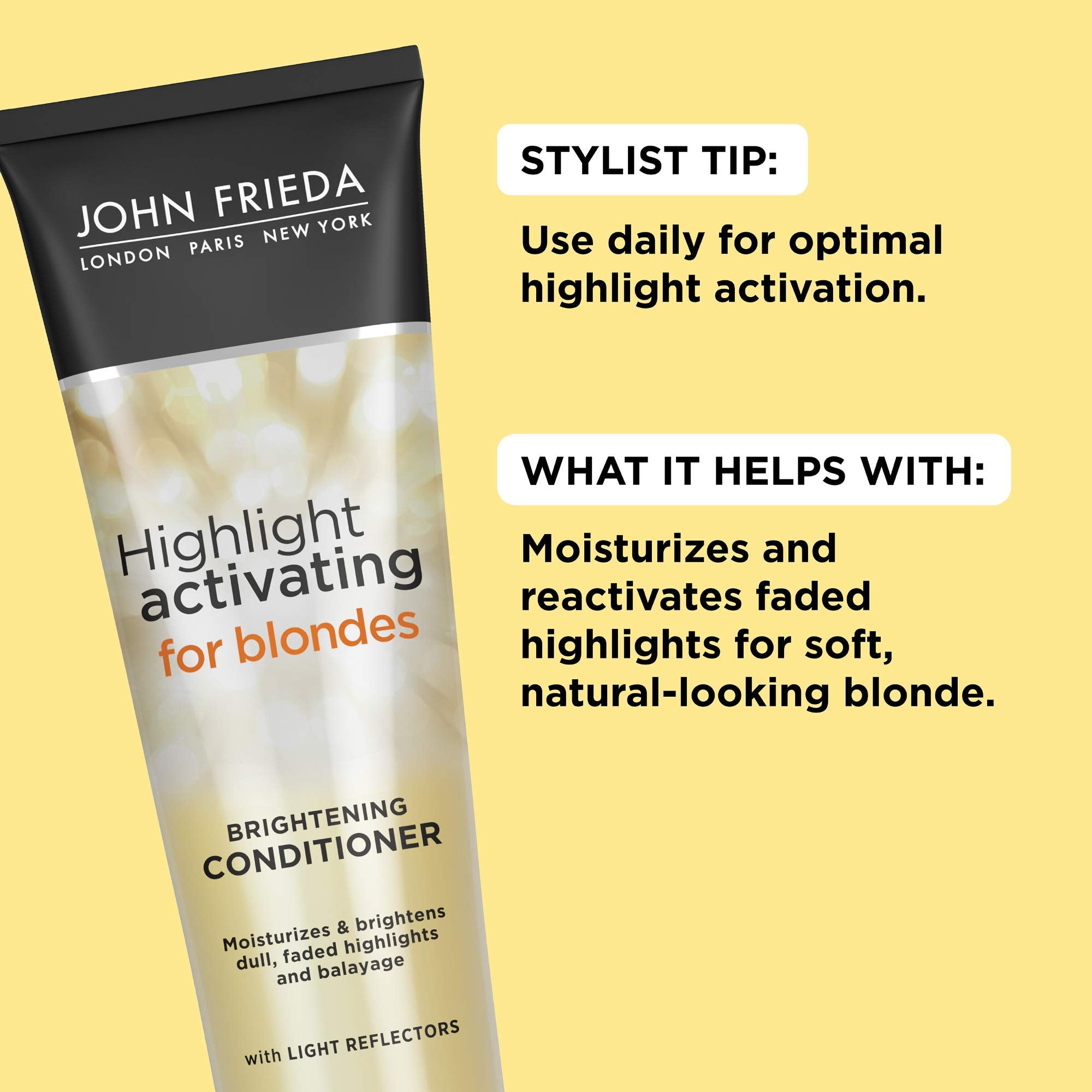 John Frieda Sheer Blonde conditioner for even distribution during styling and daily use.