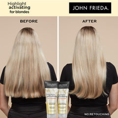 Lather close-up of John Frieda Sheer Blonde shampoo delivering soft, hydrated hair.