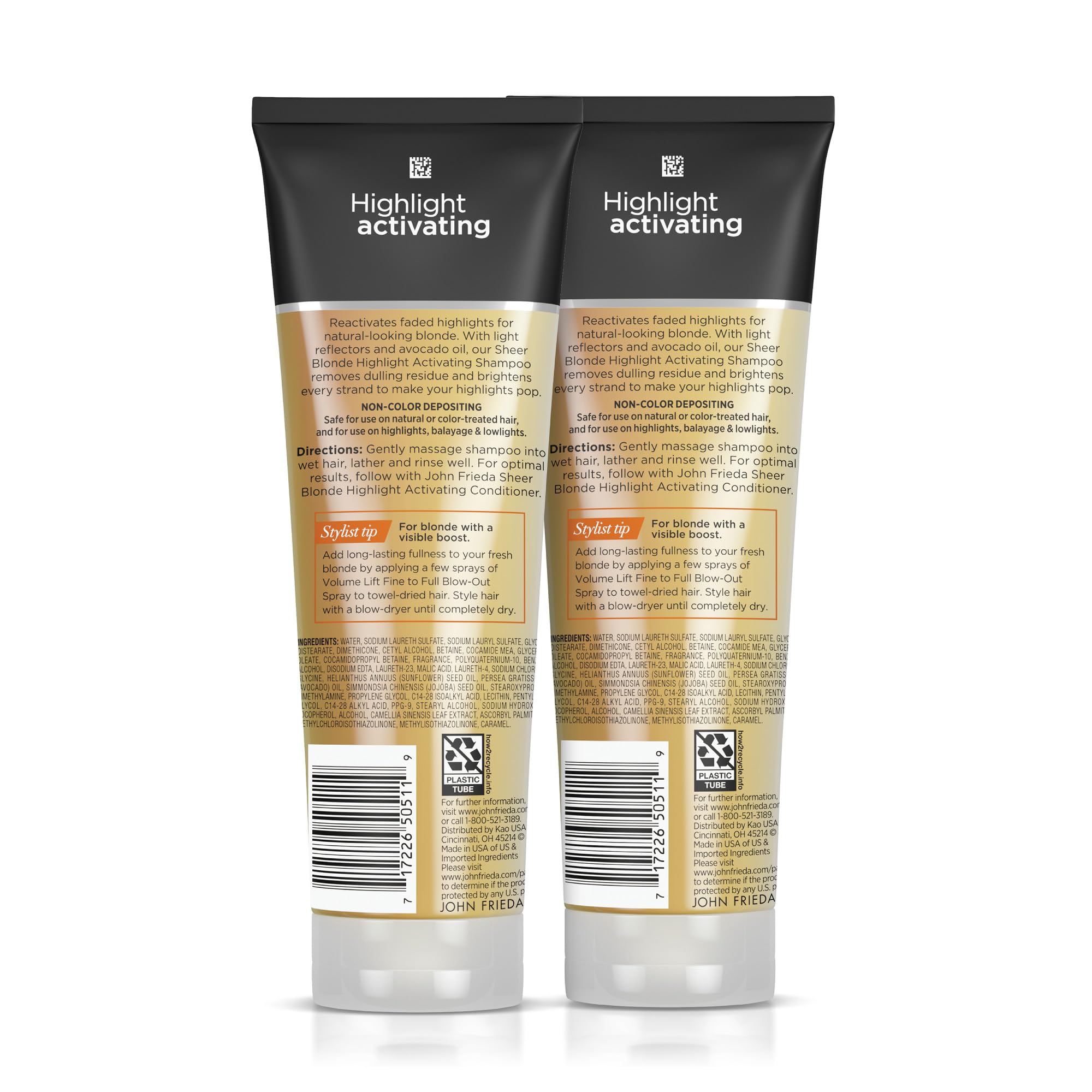 Shampoo alongside conditioner for enhanced blonde results with John Frieda.