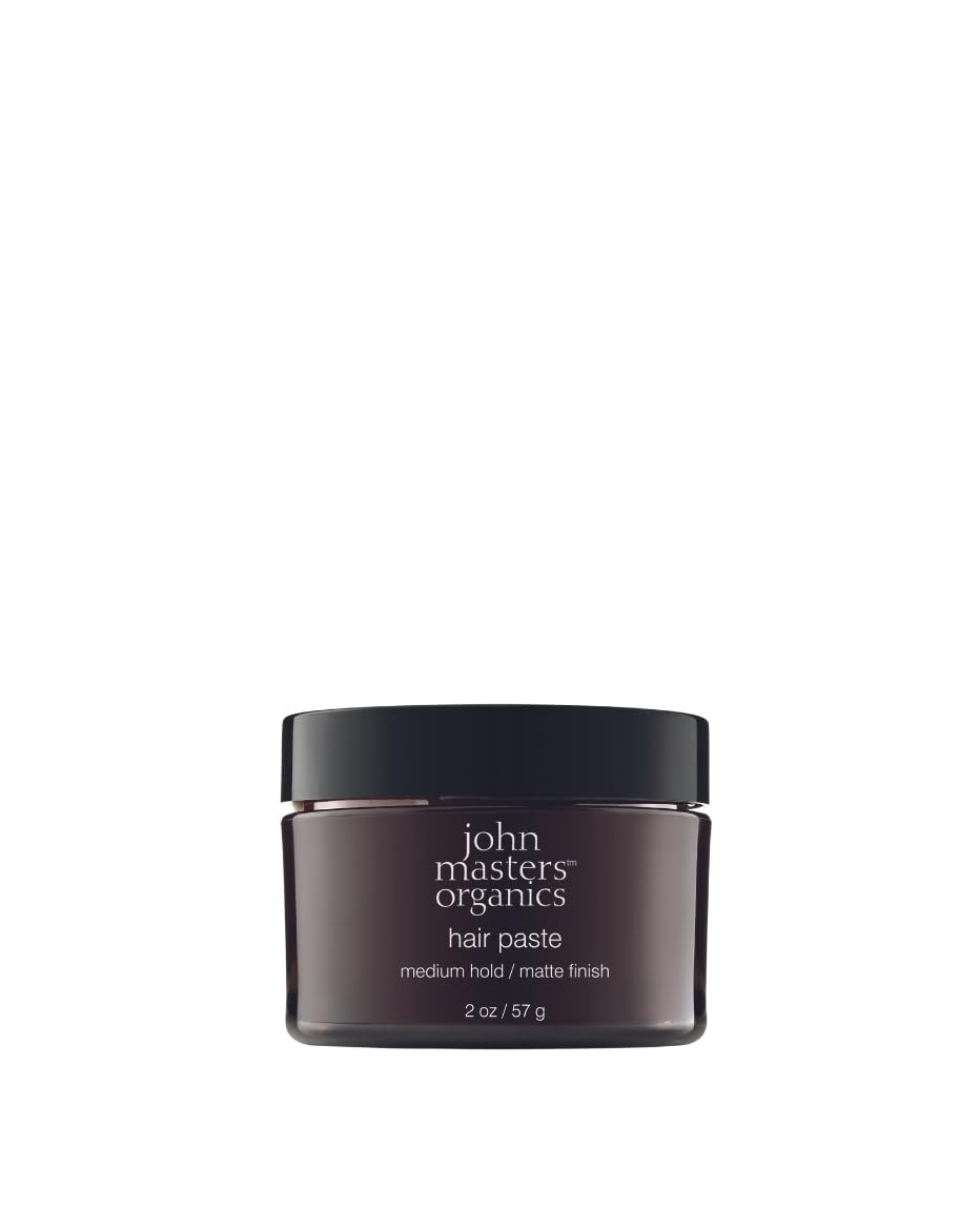 John Masters Organics Hair Paste matte finish packaging delivers flexible styling and natural texture.