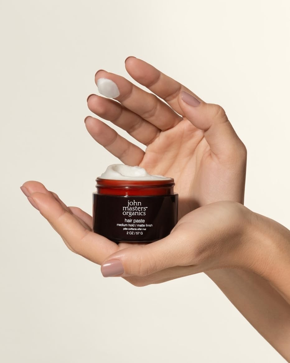 John Masters Organics Hair Paste texture soft matte finish with lift and definition.