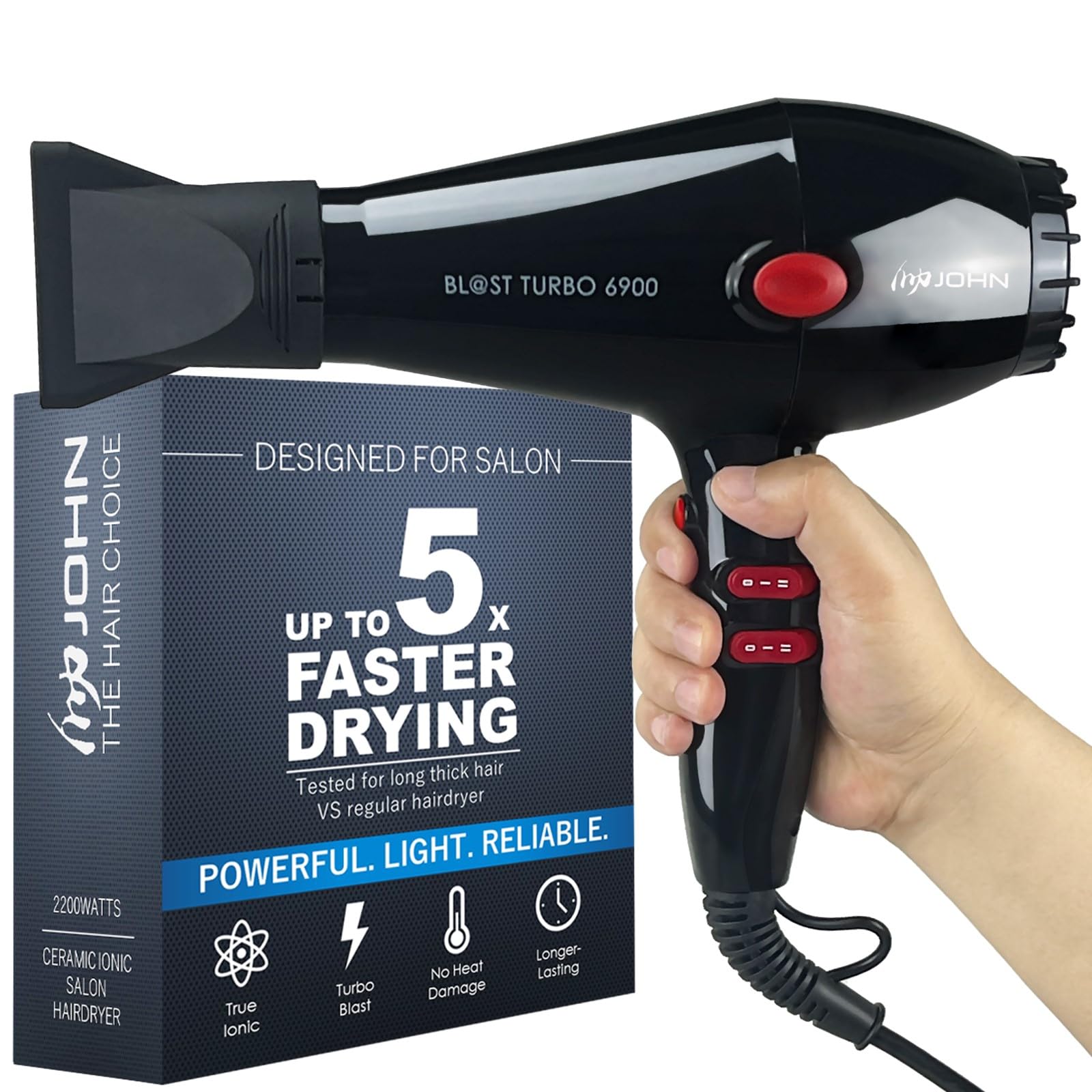 John Super Fast Drying Hair Dryer front view — powerful airflow for quick styling