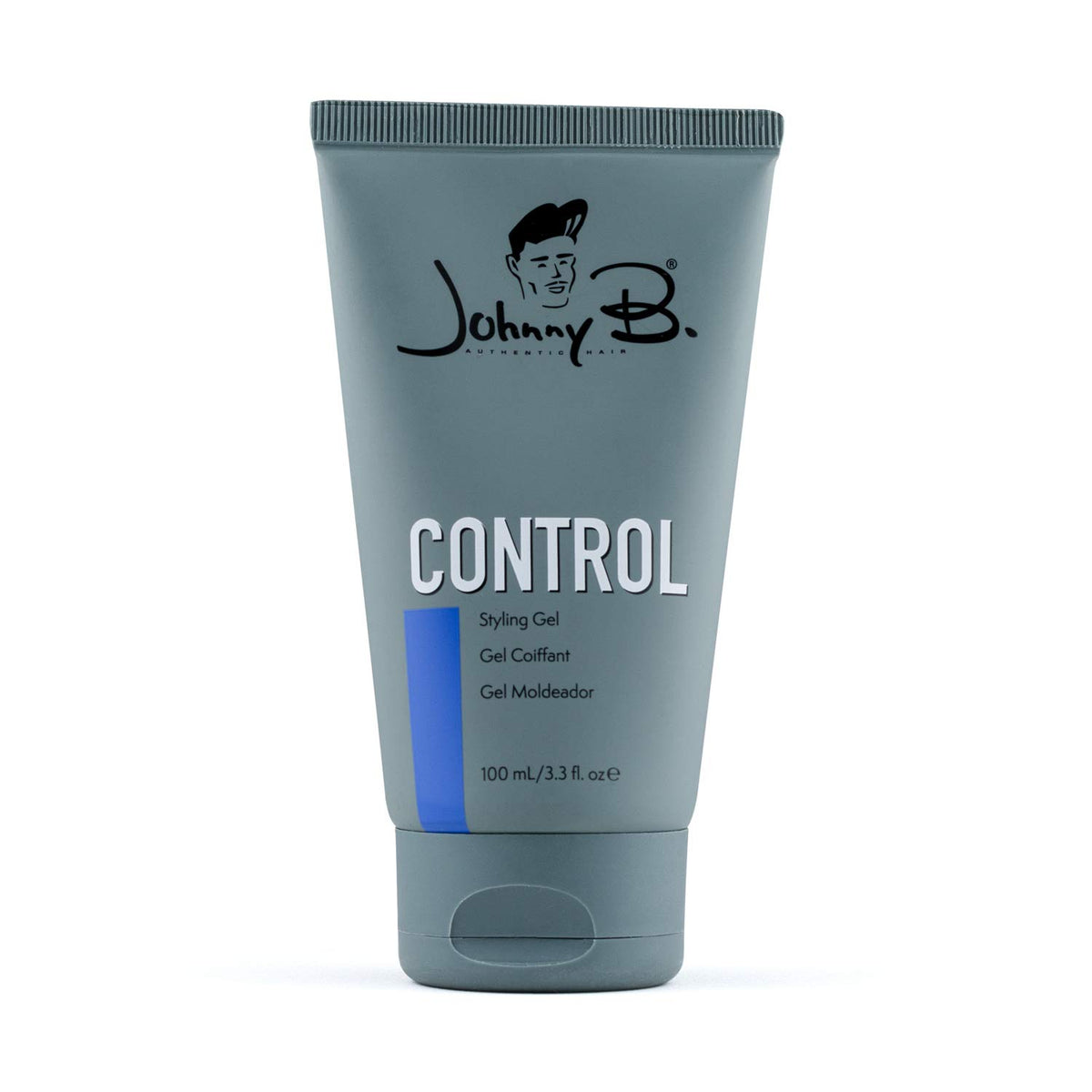 Johnny B. Control bottle front showing alcohol-free gel for strong hold and hydration.
