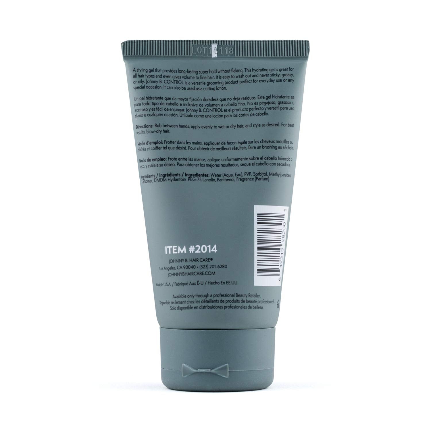 Johnny B. Control gel texture close-up highlighting non-flaking hydration.