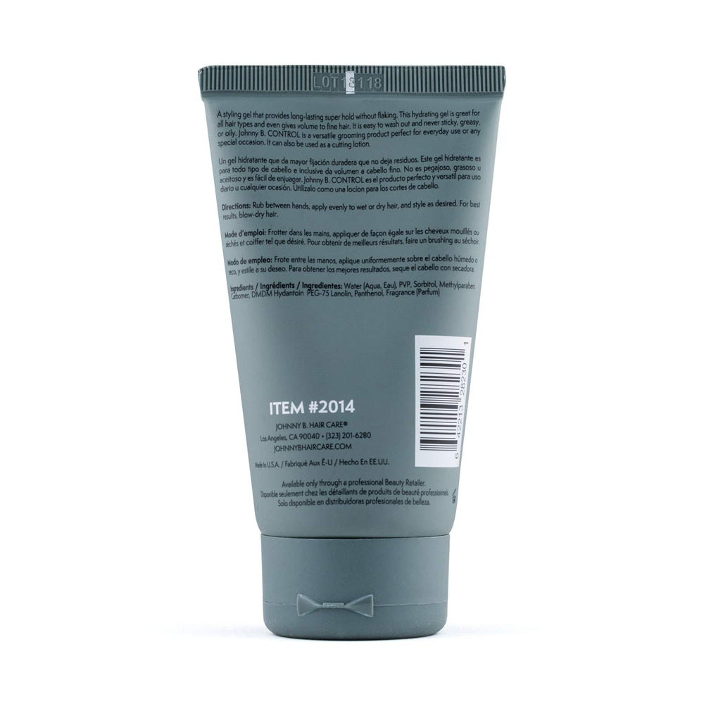 Johnny B. Control gel texture close-up highlighting non-flaking hydration.